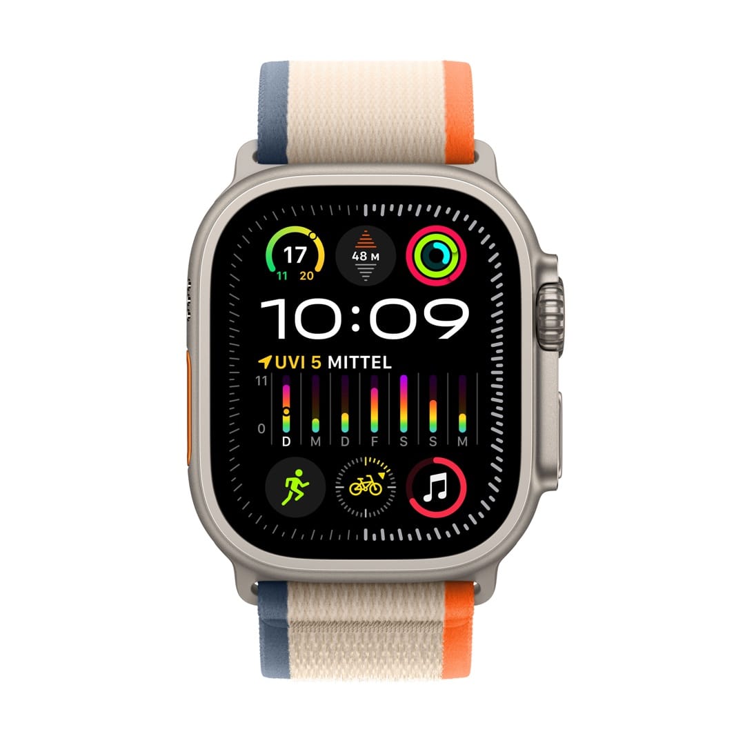 Apple Watch Ultra 2 GPS + Cellular, 49mm Titanium Case mit Trail Loop orange/beige - S/M