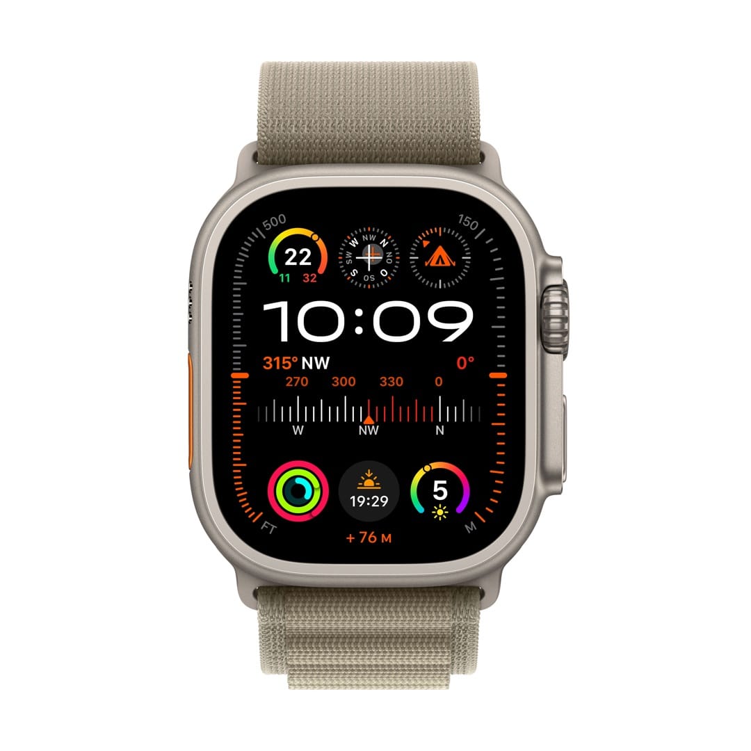 Apple Watch Ultra 2 GPS + Cellular, 49mm Titanium Case mit Alpine Loop oliv - medium